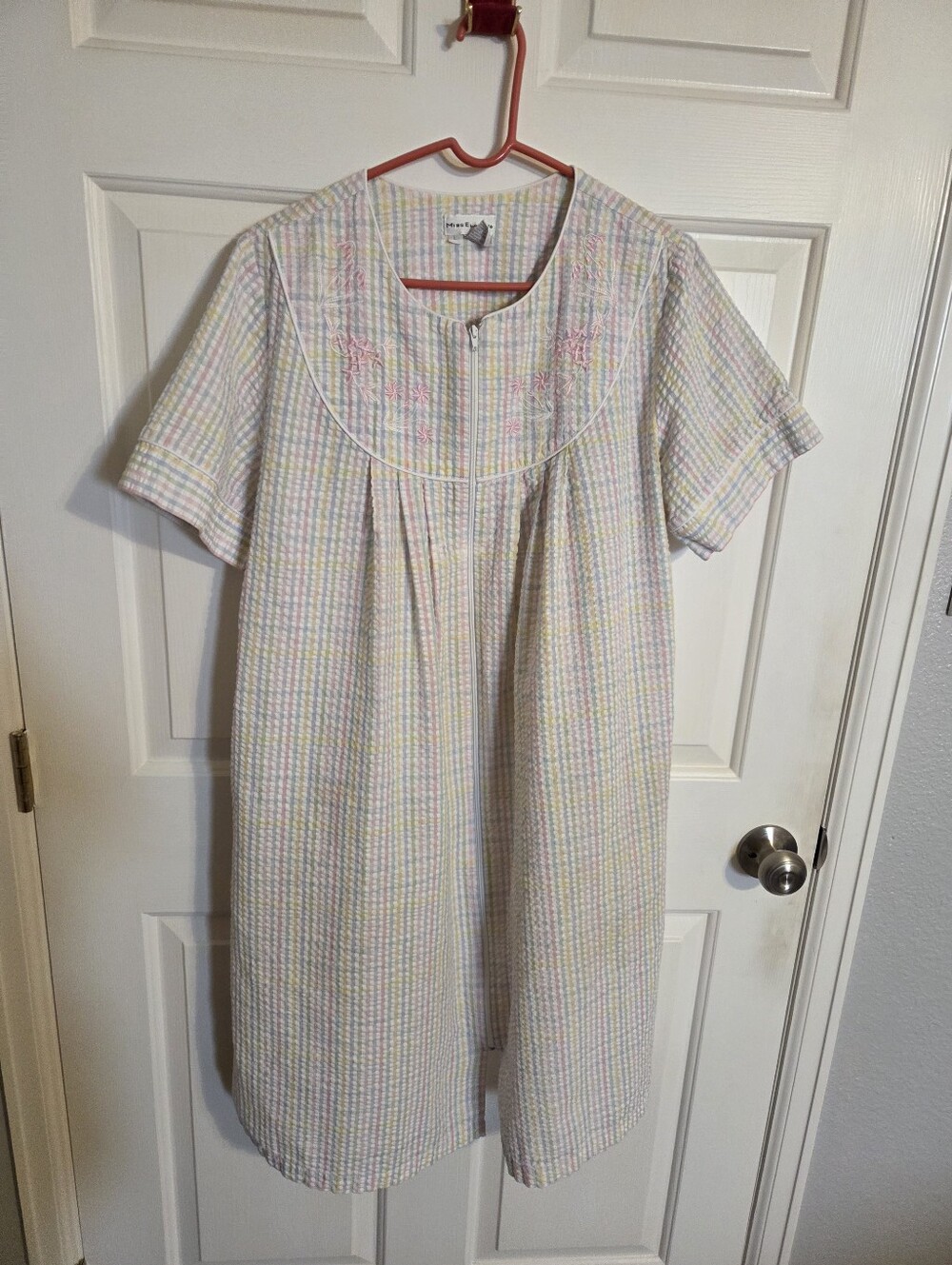Miss Elaine Pastel Check Cottagecore Robe Size L